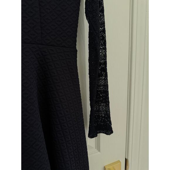 Altar'd State Navy Blue Lace Long Sleeve Fit & Flare Mini Dress Women's Small - Picture 8 of 14